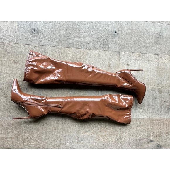 STEVE MADDEN Victorinikto brown patent thigh high boots size 7 - Picture 9 of 11